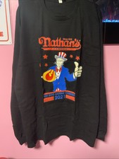 Joey Chestnut Nathan's Hot Dog Eating Contest Retro Black T-Shirt  L S Size 3XL