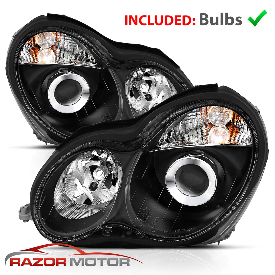 2001-2007 Black Projector Headlight For Mercedes-Benz W203 C-Class Sedan/Wagon Foto 2 de 4