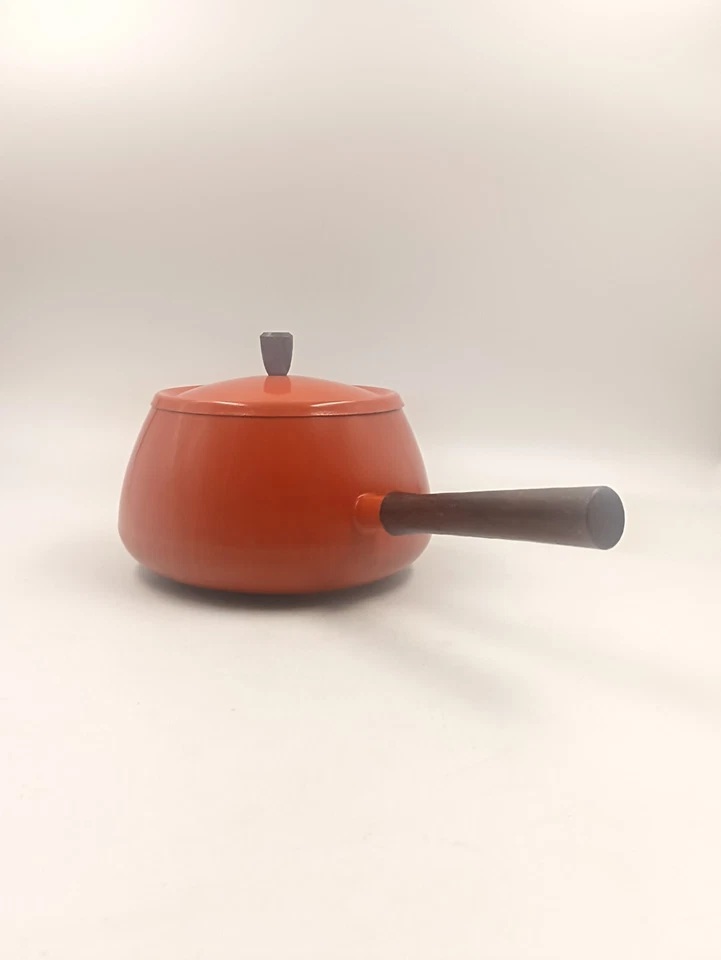 Casserole Caquelon à Fondue Vintage Aluminium Orange Design Space Age Années 60 - Photo 3/4