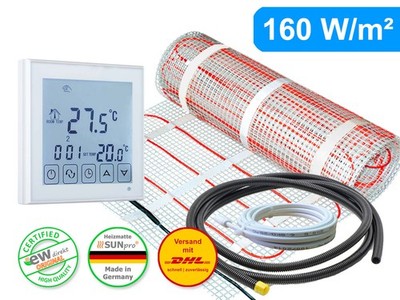 Thermostat RT-45 mit elektrischer Fußbodenheizung SunPro für Fliesen 160 W/m²