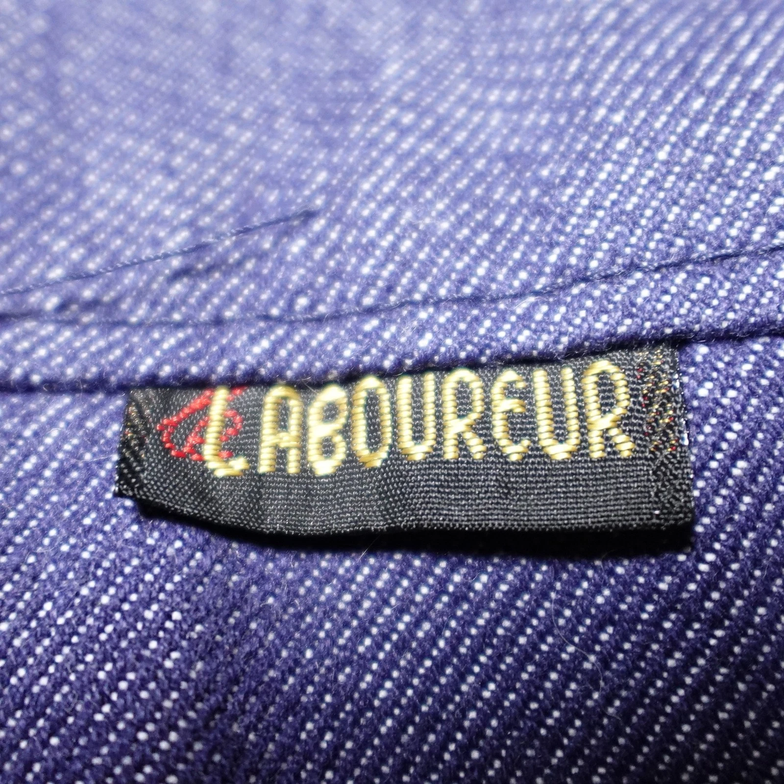Le Laboureur Vest Mens XL Purple Denim DIY Wavves Punk Rock Patch Zip Front - product detail image 2