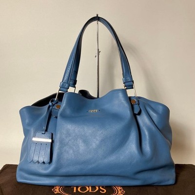 TOD'S Handtasche Beuteltasche Handtasche Leder Blau Authentisch