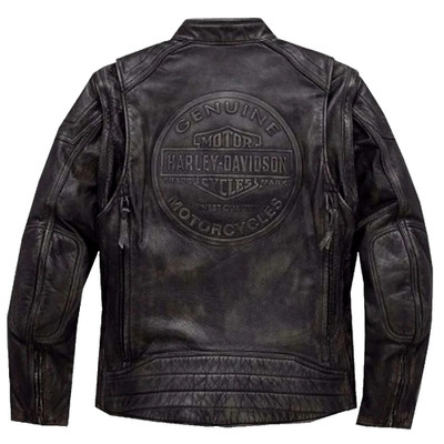 Men's H-Davidson Black Dauntless Convertible 2 in 1 Real Cowhide Leather Jacket