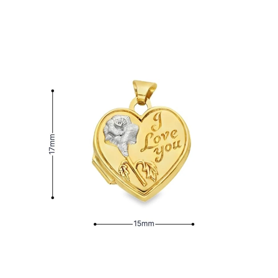 9ct Yellow & White Gold Engraved Heart Locket - 15x17x6mm - 1.0g - Image 2 of 4
