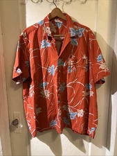 Barefoot In Paradise Vintage Red Floral Hawaiian Shirt Size 3XL