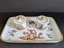 Antique fantastically painted Meissen inkcloth woodcut flowers around 1850 1st choice