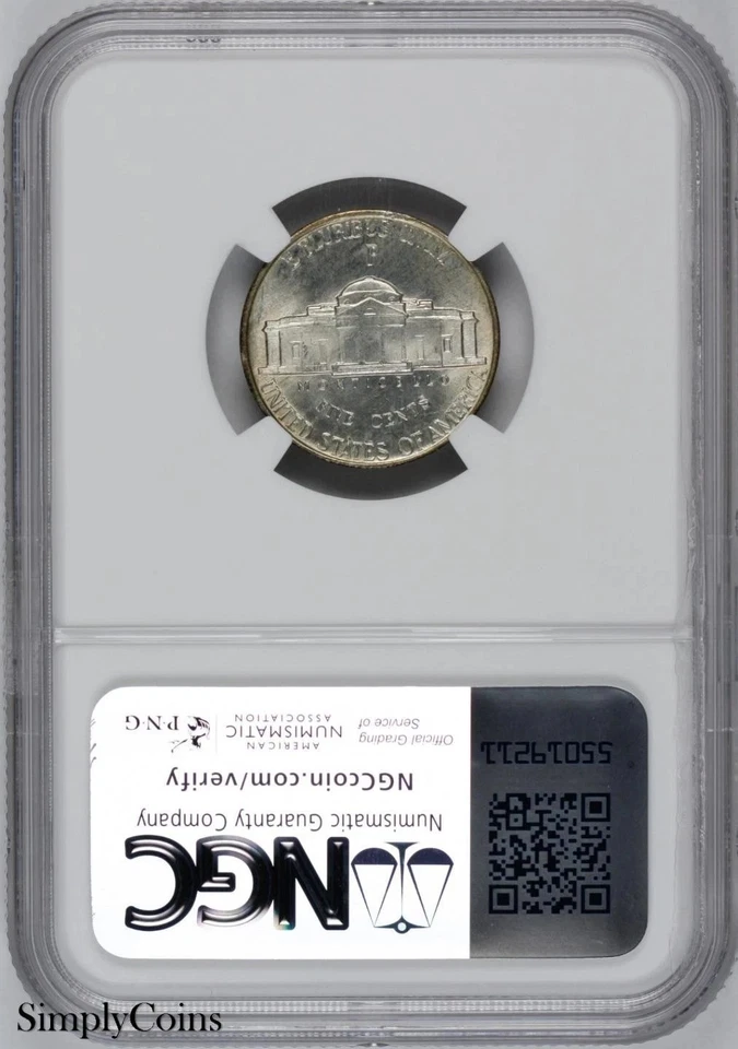 1943-P Jefferson Nickel NGC MS66 5FS FULL STEPS FS SILVER WAR - Image 2 of 4