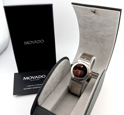 Vintage Movado Unisex SE GP/SS Museum Classic W/Black Dial Model #:86.65.877.02