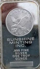 Sunshine Mint Eagle One Troy Ounce .999 Fine Silver Art Bar