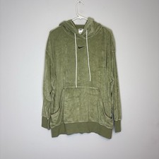 Nike Women  s Size L Oversized Terry Pullover Sage Green Hoodie Center Swoosh