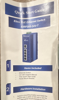 B&B Electronics PoE Ethernet Switch EIRP305-24V-T w/ Quick Start Guide & HW