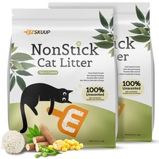 EZSKUUP Non-Stick Bottom Tofu Cassava Cat Litter, 2Pack Ultra Clumping Low Tr...