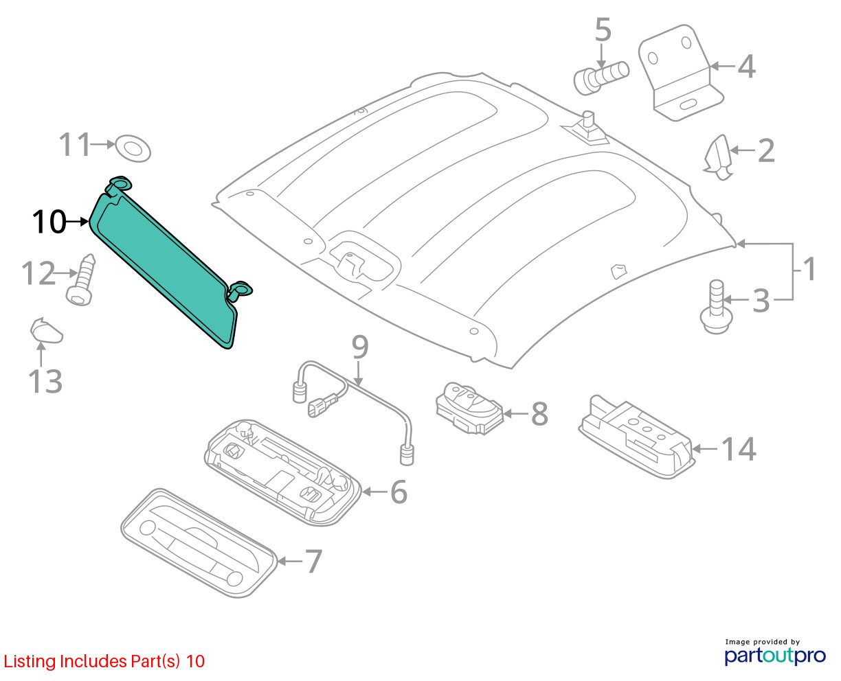 Audi R8 2008-2015 Right Sun visor P/N 26811310R