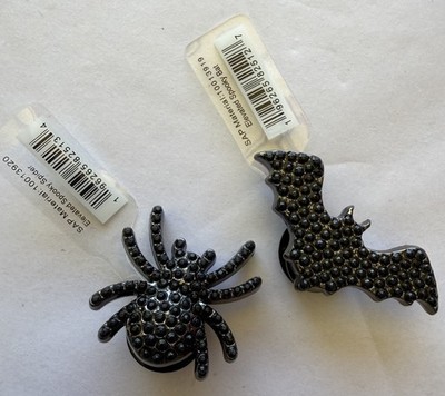 Crocs Jibbitz Halloween Elevated Black Rhinestone Spider And Bat Set Of 2