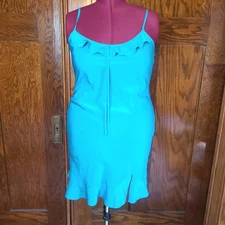 Boutique Europa Teal Aqua Ruffle Bottom And Neck Size 16