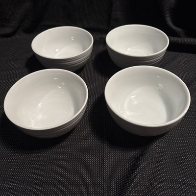Four (4) Better Homes & Gardens ANNISTON 6 1/4 Cereal Bowl White Ribbed 