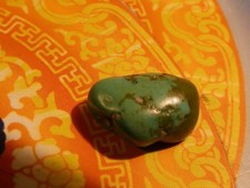 ANTIQUE TIBETAN DEEP TURQUOISE ARCHAIC BEAD 11.1 BY 8.5 MM  PATINA SO SMOOTH