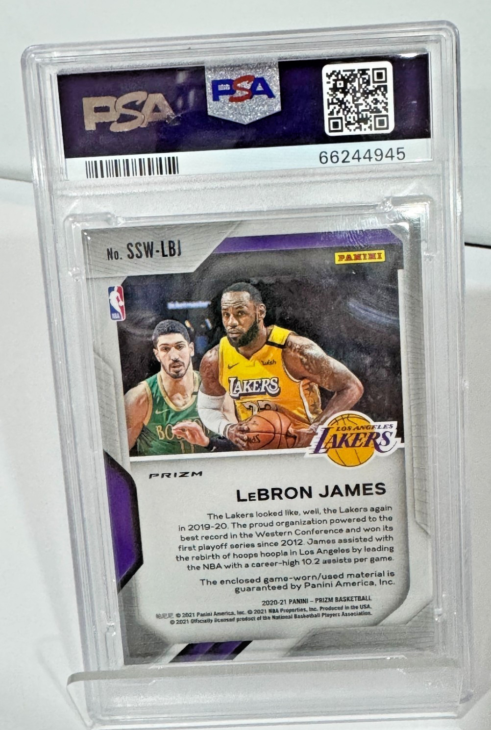 2020 Panini Prizm LeBron James Sensational Swatches Orange Ice PSA 10 Gem Mint view 13