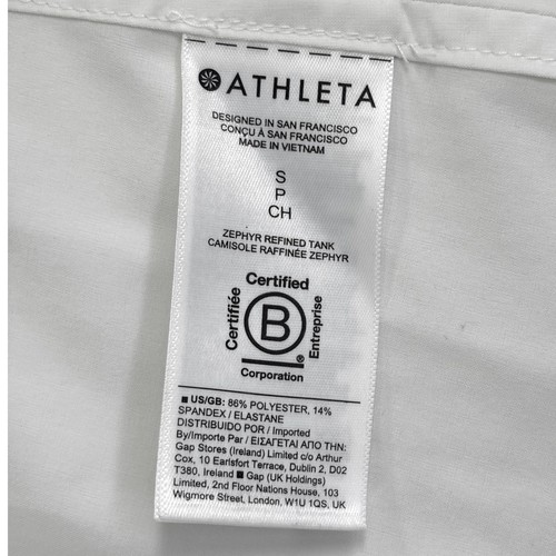 Athleta Zephyr raffiniertes weißes ärmelloses Top Small S P Seitenschlitz Rundhalsausschnitt - Bild 5 von 10