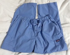 Cherokee Workwear, Men Solid Blue Long Pants Scrubs, Drawstring Waist, Large