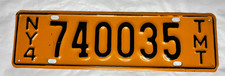 New York TMT Ton Mile Tax Trucking License Plate Tag NY4 740035 Vintage