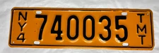 New York TMT Ton Mile Tax Trucking License Plate Tag NY4 740035 Vintage
