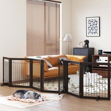 Dog Gate Indoor Foldable 6 Panels Door 144 W x 32 H Espresso SS18-UTXP205 Wide