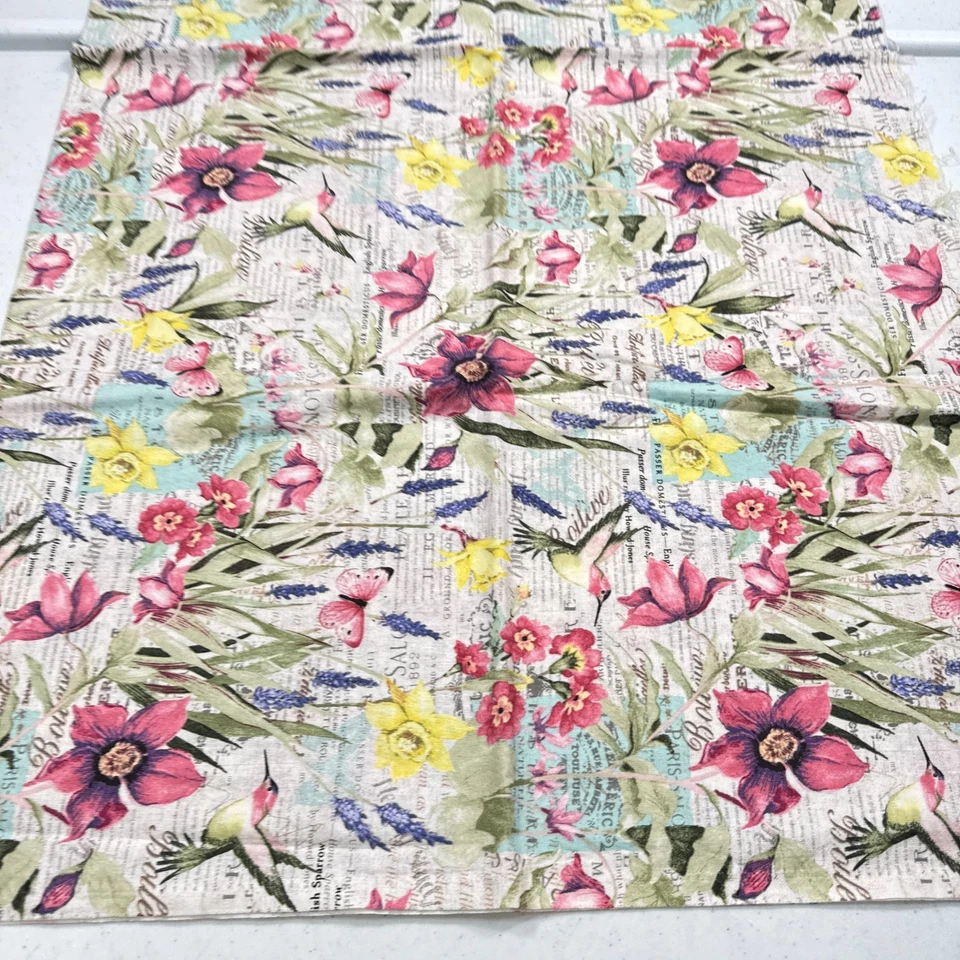 susan winget fabric pink floral words butterflies quilting cotton 44x41 1.2 yr - Image 3 of 4