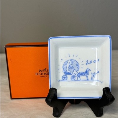 Hermès Globe-Print Organizer Tray w/ Box   Porcelain, 8cm