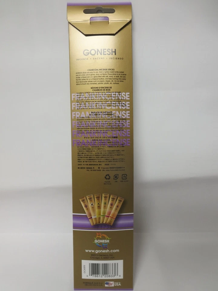Gonesh Incense Sticks Extra Rich Collection Frankincense 12 Pack (20 - Image 3 of 3