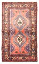 Vintage 4'6" x 7'5" Geometric Hand-Knotted Carpet Traditional Wool Area Rug