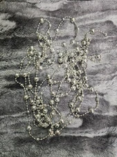 Christmas Tree Bead Garland Silver Disco Ball Shatterproof Holiday Decor 15 ft