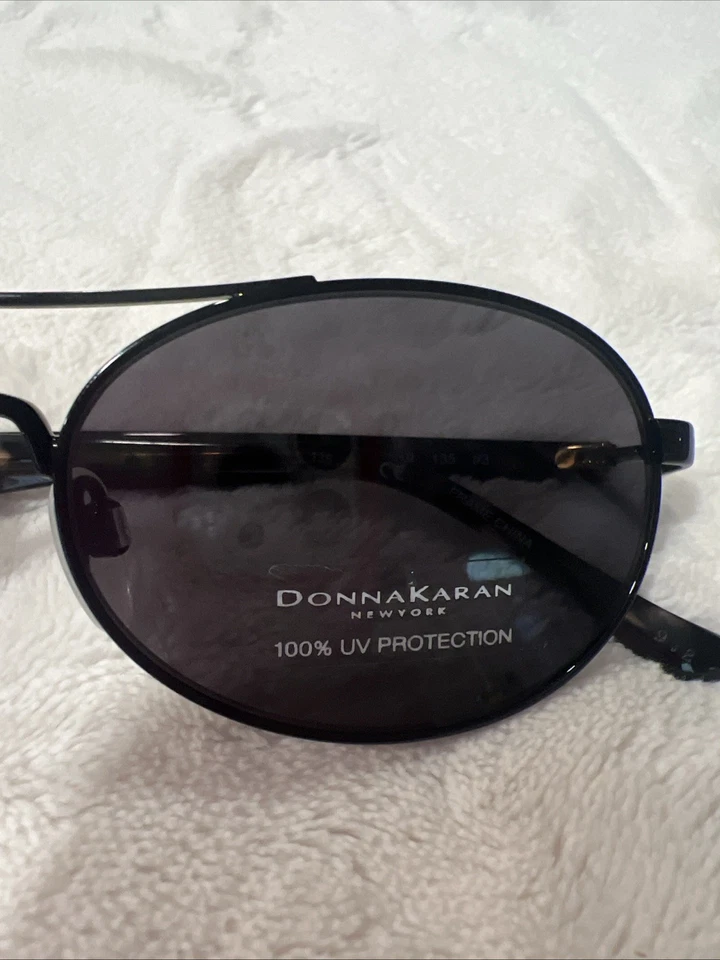 Donna Karan Sunglasses NEW DO300S 001 51-19 135 Black Metal Frame Brown Tortoise - Image 2 of 4