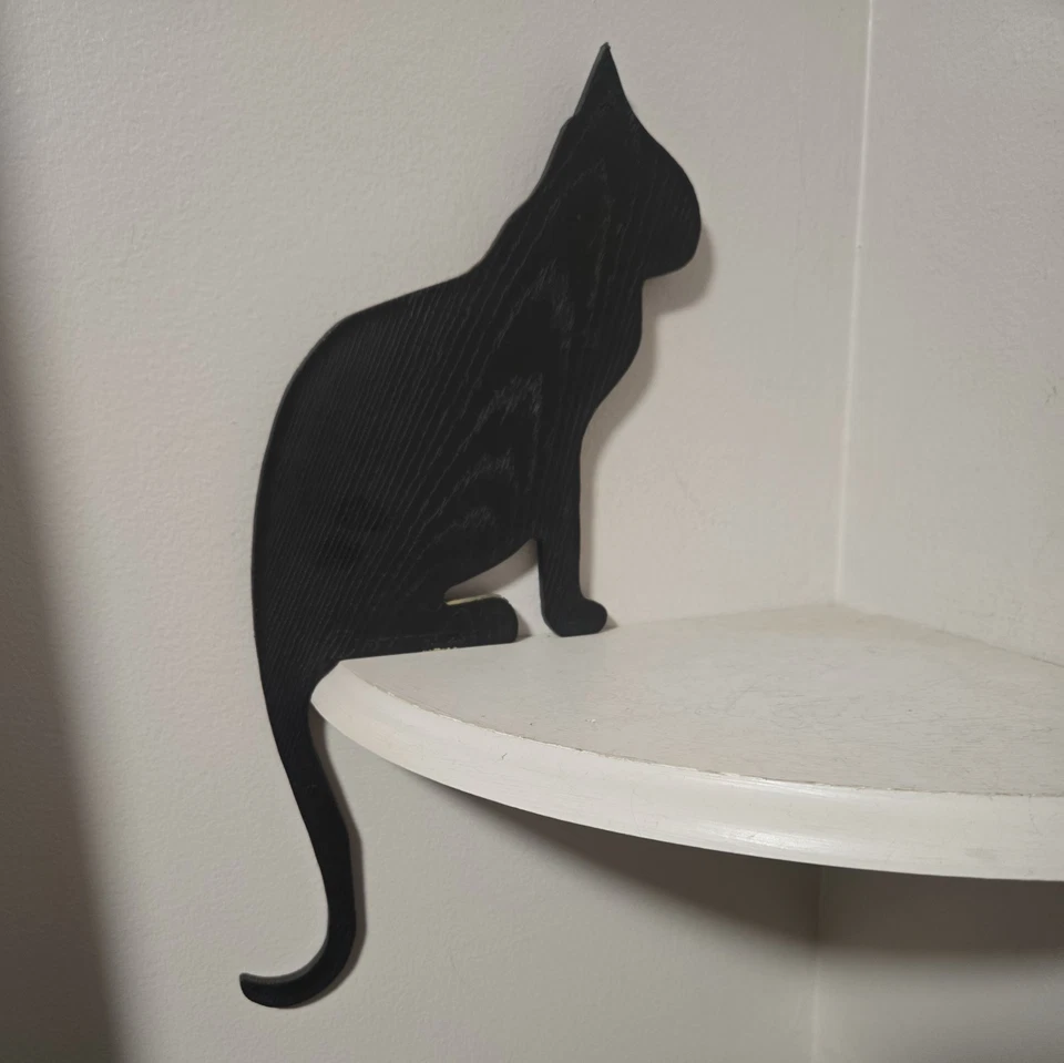 Decoración de pared silueta de gato negro - plástico moldeado con patrón de grano de madera Foto 2 de 2