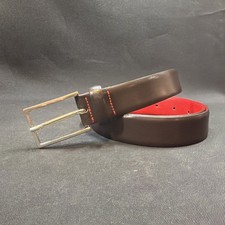 Hugo Boss GAVRILO-BL Cowskin Leather Belt Size 100-38 Made In Italy Brown /Red