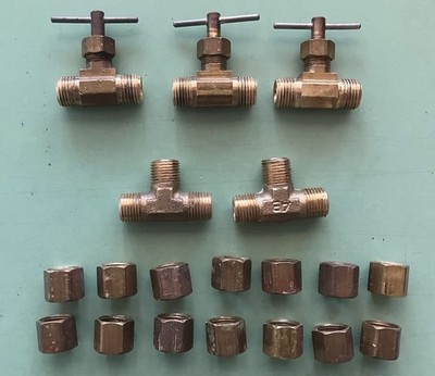 Used 1/8  Brass Compression Valves, Fittings & Nuts