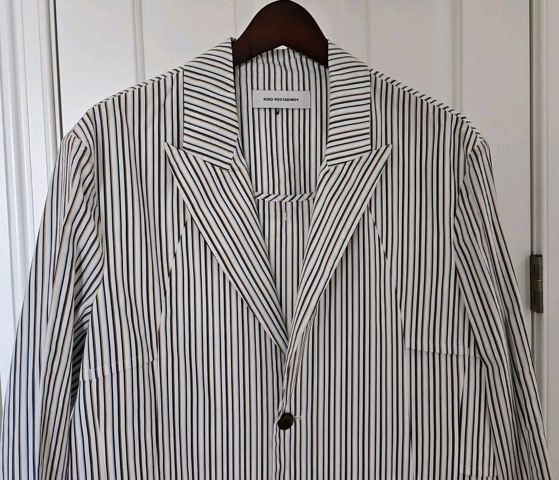 Kiko Kostadinov RIA White Striped Ventilation Blazer Jacket Kiko Kostadinov RIA White Striped Ventilation Blazer Jacket