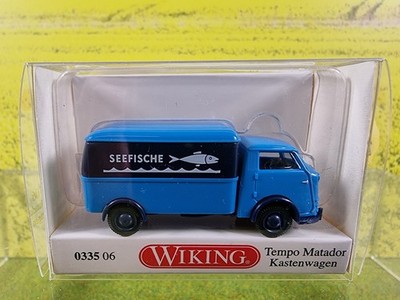 1:87 Wiking 0335 06 Tempo Matador Kastenwagen Seefische hellblau OVP / B09