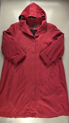 GALLERY Heavy Raincoat Sz 20 Red Removable Liner Trench Pockets