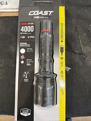 Coast XP20R 4000 Lumen USB-C Rechargeable LED Flashlight with Slide Focus and...