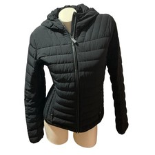 Michael Kors Packable Down Fill Hooded Puffer Quilted Jacket Black Women  s Med