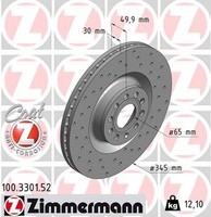 2X Zimmermann Bremsscheibe Sport Z 100.3301.52 FüR Audi A3 VW Golf Skoda Seat CC