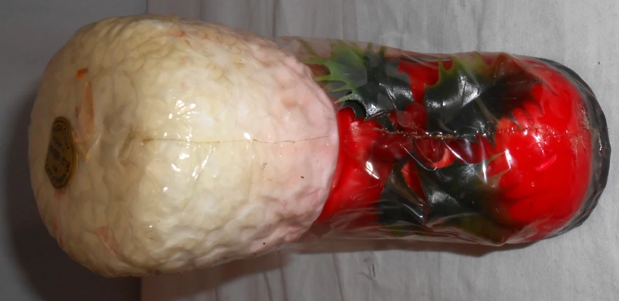 Vintage Santa Boot Wax Candle w Holly Christmas Holiday Decor 5" New Hong Kong image 4