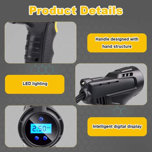 TIRE INFLATOR CAR AIR PUMP COMPRESSOR ELECTRIC PORTABLE AUTO 12V VOLT 150 PSI - Picture 3 of 7