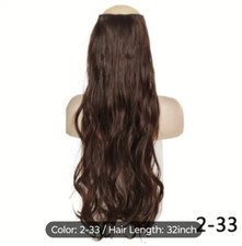 Hair Extension Clip In 32" Wavy Dark Brown Auburn New Never Worn