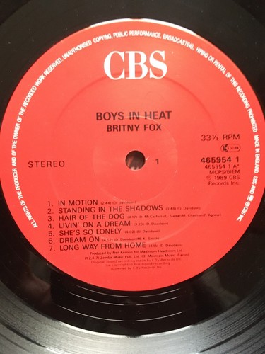 BRITNY FOX - BOYS IN HEAT (UK 1989 VINYL LP) - Picture 3 of 4