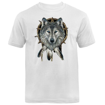 Wolf Dreamcatcher Tribal Native American Feather T-shirt
