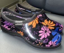 Damskie Sloggery Buty przeciwdeszczowe Wsuwane Czarne Kwiatowe Tulipany Ogrodnictwo Rozmiar 6 Woda USA