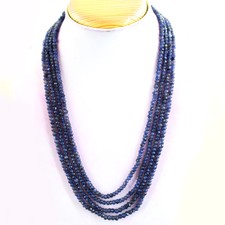 255.00 Cts Natural Iolite 4 Strand Round Shape Faceted Beads Necklace- NK 29 MJ6