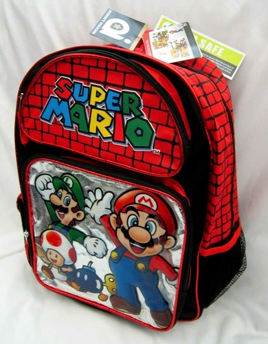 SUPER MARIO BROTHERS 16" CHARACTERS SILVER BACKPACK&9.5" INSULATED LUNCHBOX-NEW - Picture 4 of 4